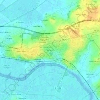 Sonnevilleの地形図、標高、地勢