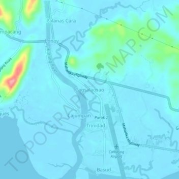 Cagsalaosaoの地形図、標高、地勢