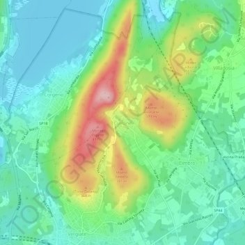 Cuironeの地形図、標高、地勢
