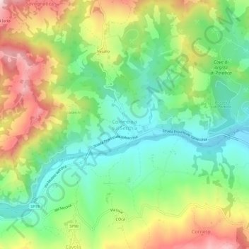 Colombaia sul Secchiaの地形図、標高、地勢