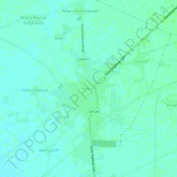 Amlohの地形図、標高、地勢