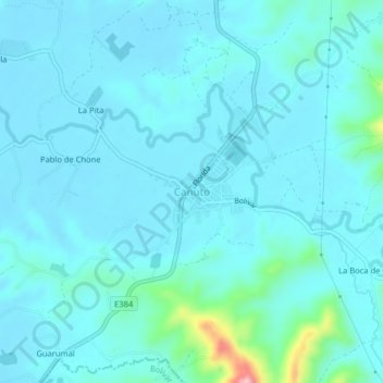 Canutoの地形図、標高、地勢