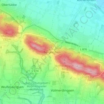 Bergkirchenの地形図、標高、地勢
