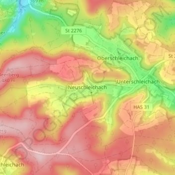 Neuschleichachの地形図、標高、地勢