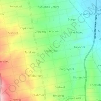 Kapkembuの地形図、標高、地勢