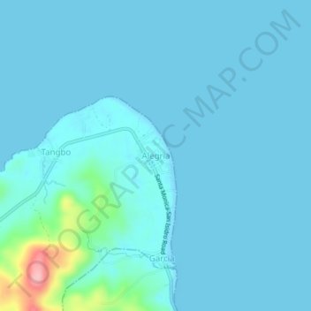 Alegriaの地形図、標高、地勢