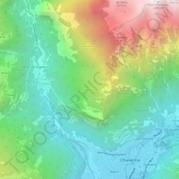Albaredaの地形図、標高、地勢