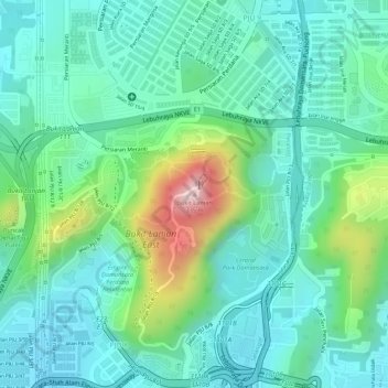Bukit Lanjanの地形図、標高、地勢