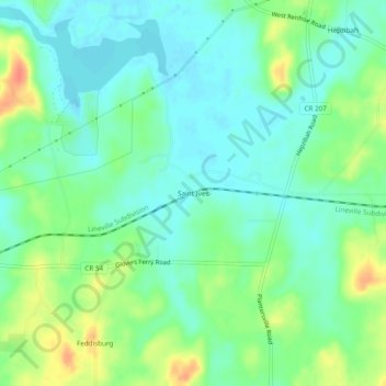 Saint Ivesの地形図、標高、地勢