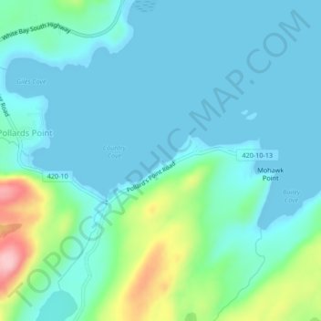 Pollards Pointの地形図、標高、地勢