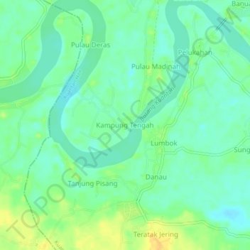 Kampung Tengahの地形図、標高、地勢