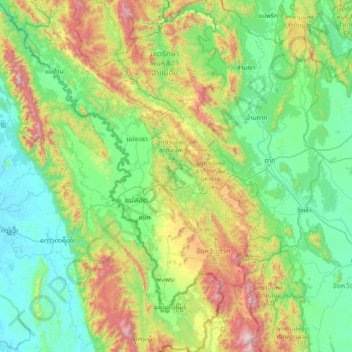 พะวอの地形図、標高、地勢