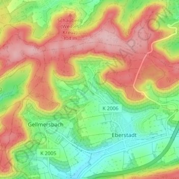 Lennachの地形図、標高、地勢
