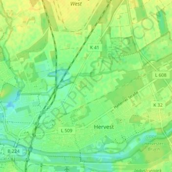 Wengeの地形図、標高、地勢