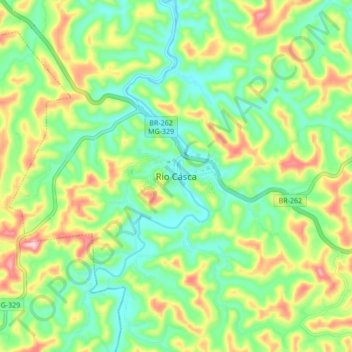 Rio Cascaの地形図、標高、地勢