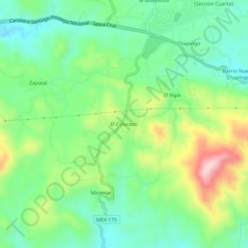 El Coloradoの地形図、標高、地勢
