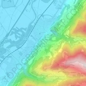 Pichatの地形図、標高、地勢