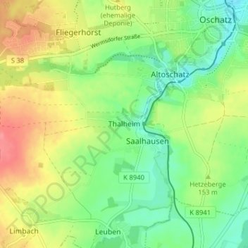 Thalheimの地形図、標高、地勢