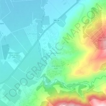 Sidi Hammedの地形図、標高、地勢