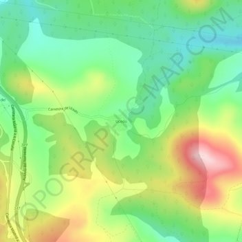 Ucedoの地形図、標高、地勢