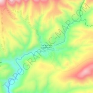 San Agustín Ahuehuetlaの地形図、標高、地勢