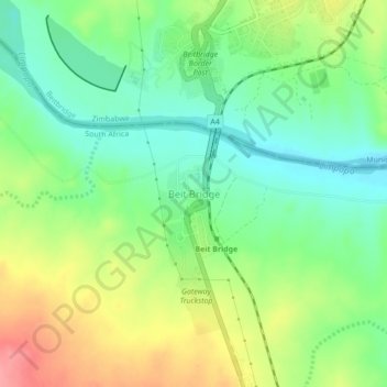 Beit Bridgeの地形図、標高、地勢