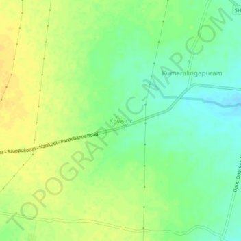 Kavalurの地形図、標高、地勢