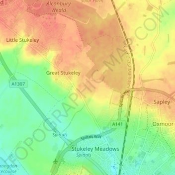Green Endの地形図、標高、地勢