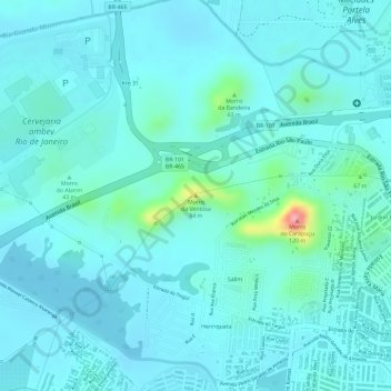 Morro da Ventosaの地形図、標高、地勢