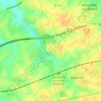 Guillervilleの地形図、標高、地勢