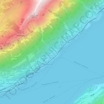Brunniの地形図、標高、地勢