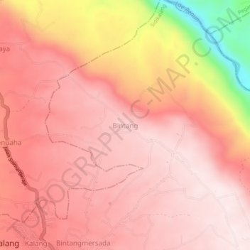 Bintangの地形図、標高、地勢