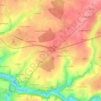 La Colonneの地形図、標高、地勢