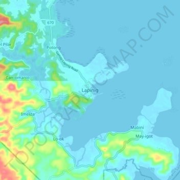 Lapinigの地形図、標高、地勢