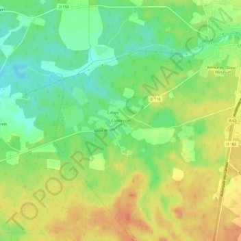 Colllonqueの地形図、標高、地勢