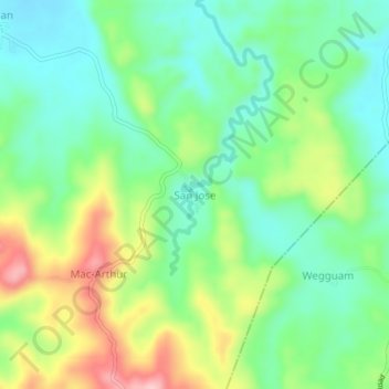 San Joseの地形図、標高、地勢