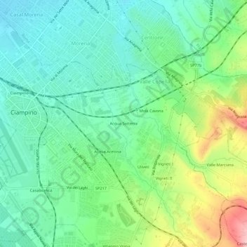 Acqua Sotterraの地形図、標高、地勢