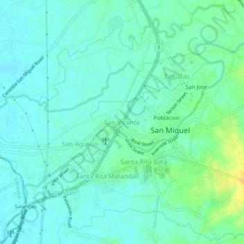 San Vicenteの地形図、標高、地勢