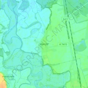 Mörtitzの地形図、標高、地勢