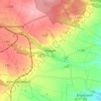 Maigenの地形図、標高、地勢