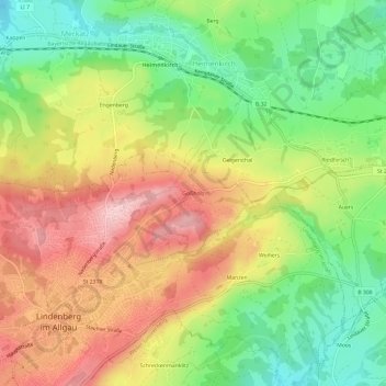 Goßholzの地形図、標高、地勢