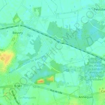 Le Préolanの地形図、標高、地勢