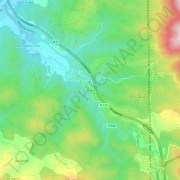 La Cluse Hauteの地形図、標高、地勢