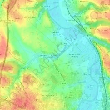 Le Patillouの地形図、標高、地勢
