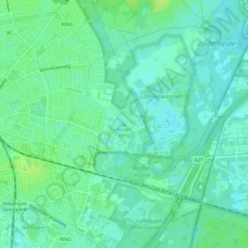 Anna's Bergの地形図、標高、地勢