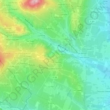 Les Crochesの地形図、標高、地勢