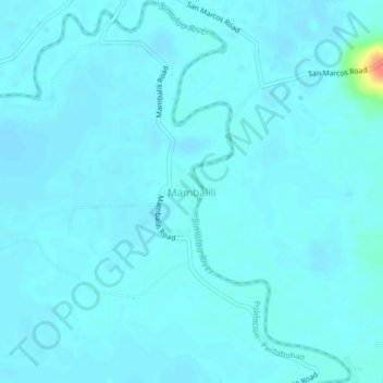 Mambaliliの地形図、標高、地勢