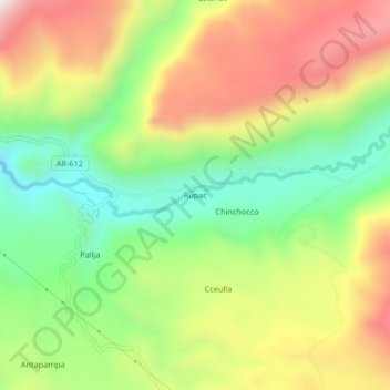 Rupacの地形図、標高、地勢