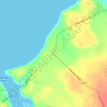 Jeffrey'sの地形図、標高、地勢