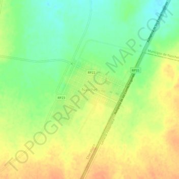 Naschelの地形図、標高、地勢